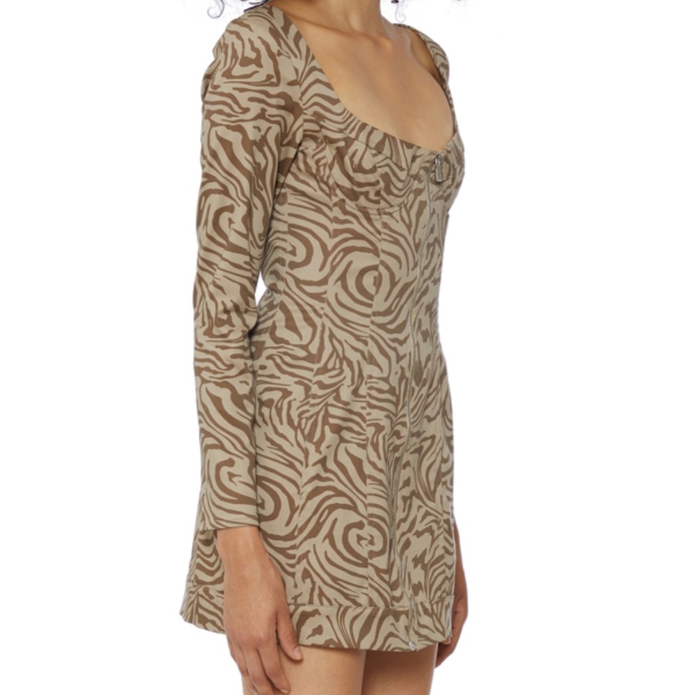 MIAOU Dree Zebra Cotton Mini Dress - Animal Print Size Small NWT - Picture 7 of 10